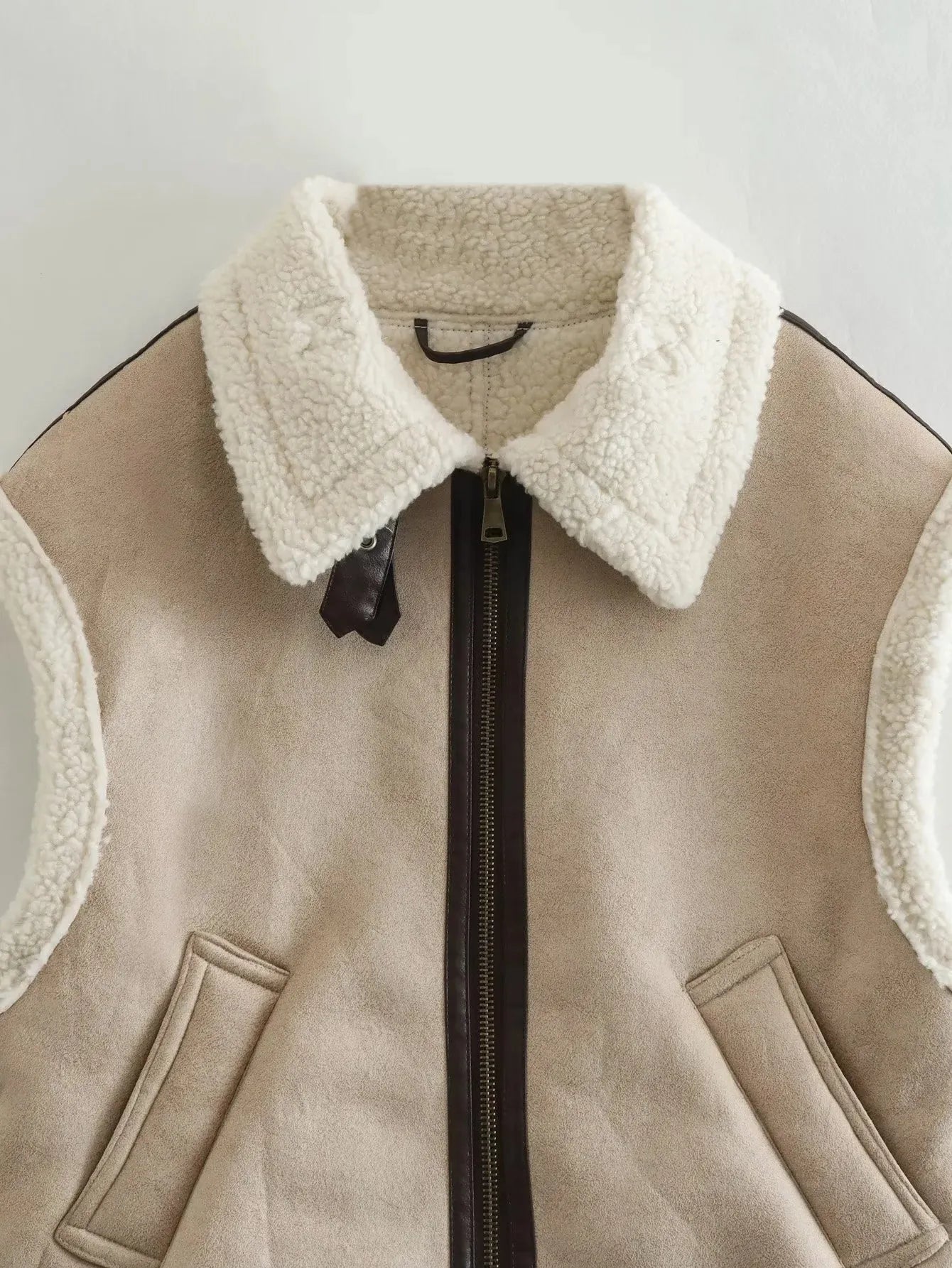 Leer Look Dames Bodywarmer Vest met Teddy Voering – Warm & Modieus