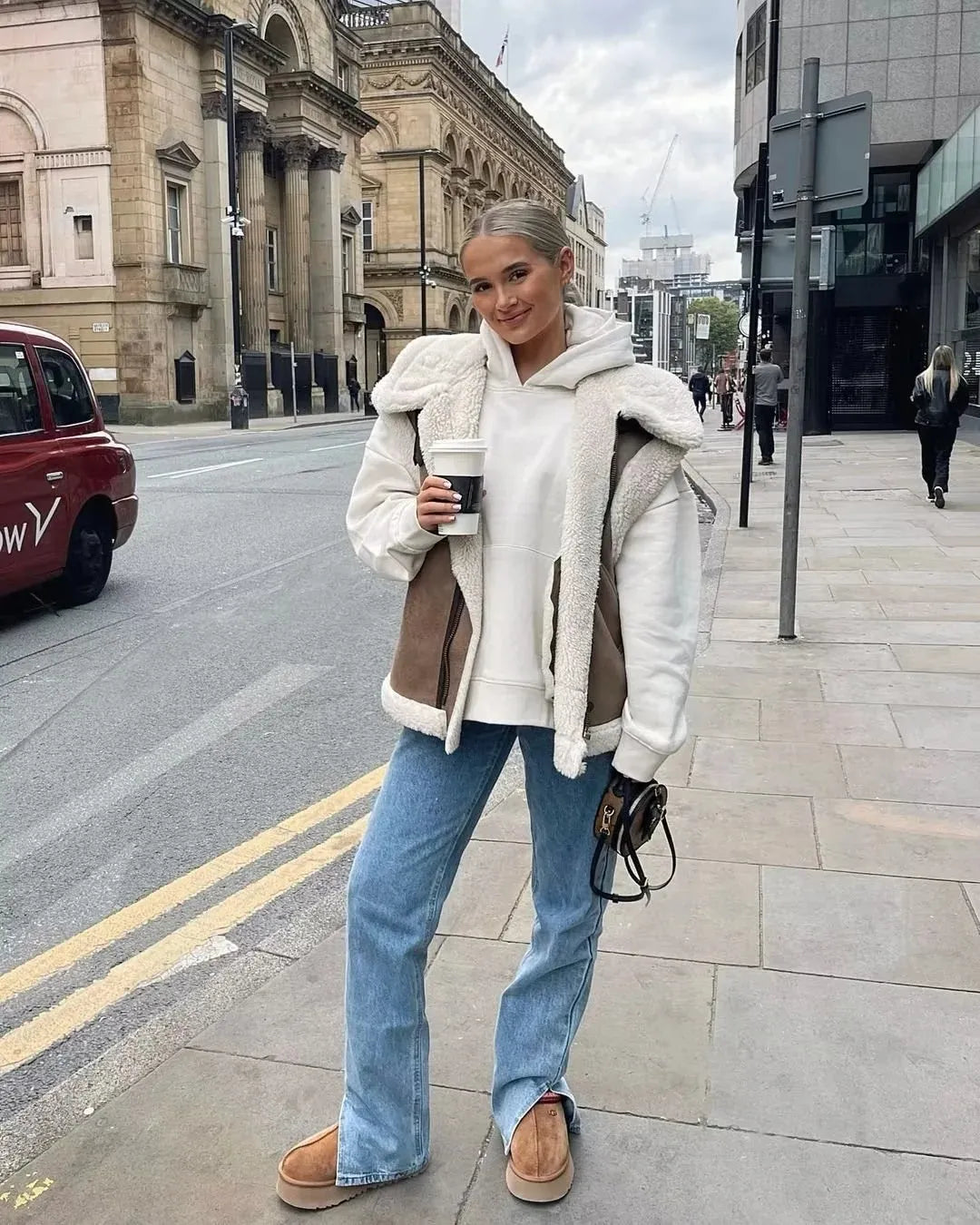 Leer Look Dames Bodywarmer Vest met Teddy Voering – Warm & Modieus