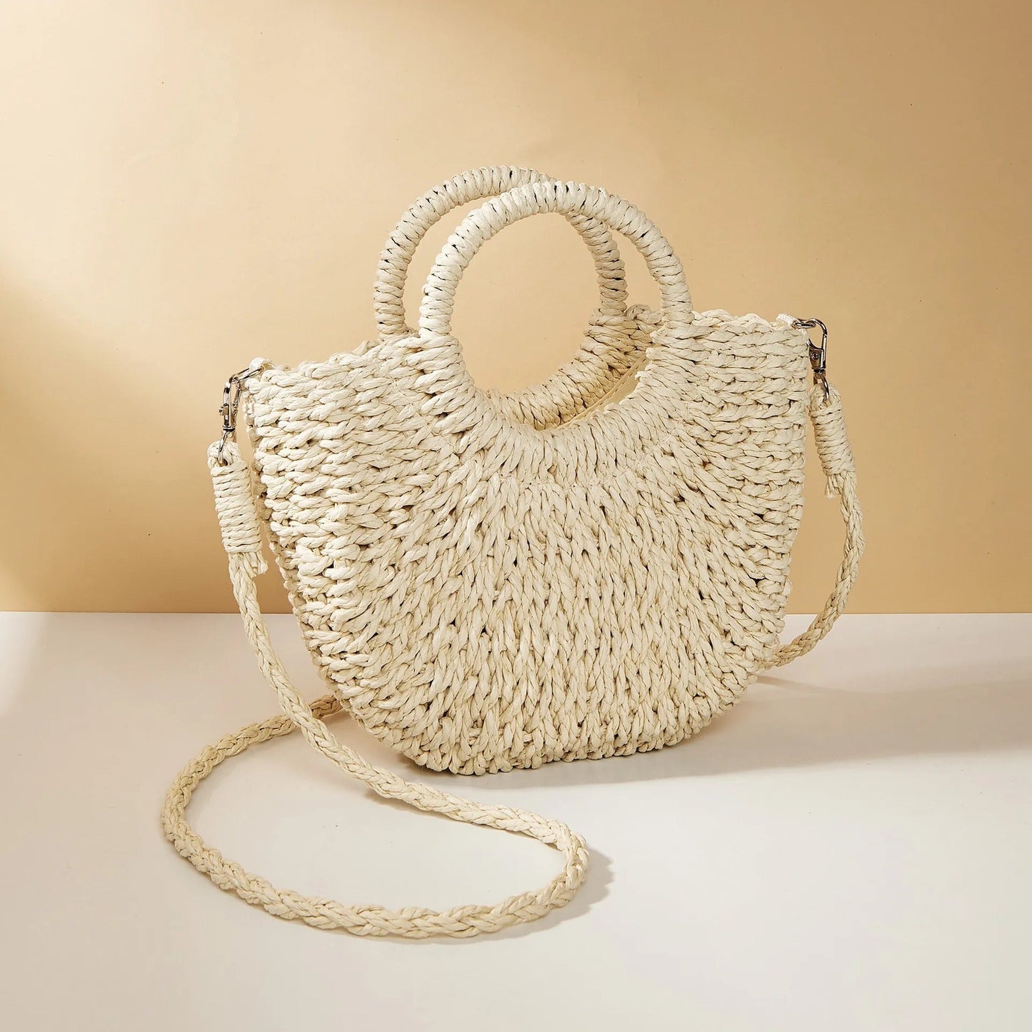 CALA | Stijlvolle Gevlochten Ronde Zomer Tas Voor Dames - Perfect Voor Vakantie & Strand