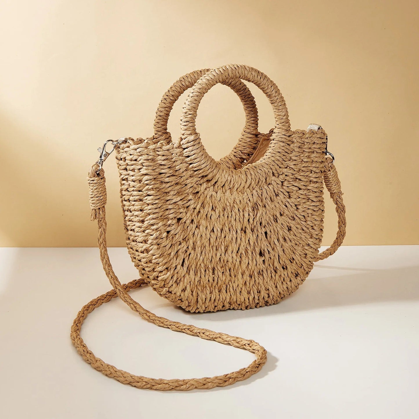 CALA | Stijlvolle Gevlochten Ronde Zomer Tas Voor Dames - Perfect Voor Vakantie & Strand