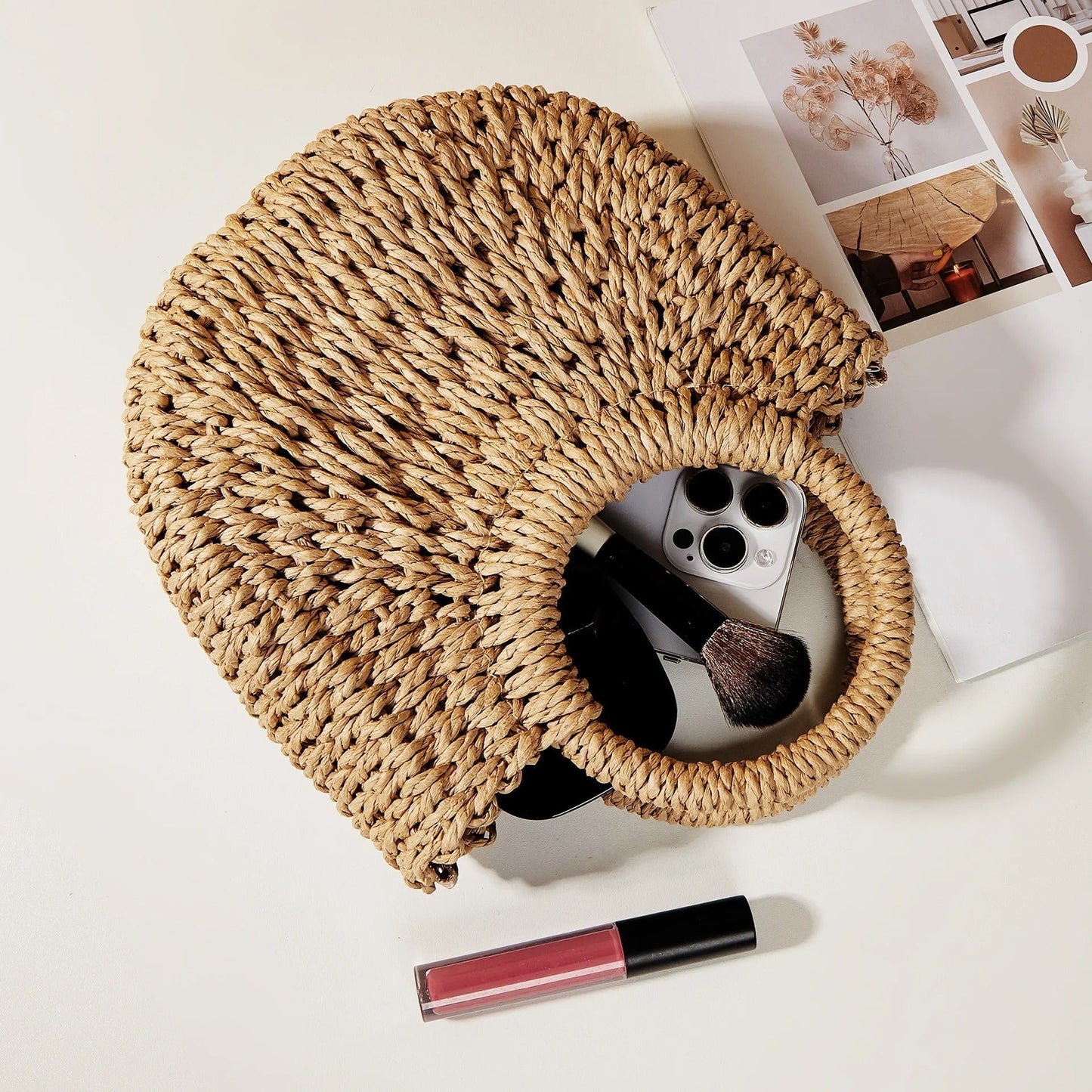 CALA | Stijlvolle Gevlochten Ronde Zomer Tas Voor Dames - Perfect Voor Vakantie & Strand