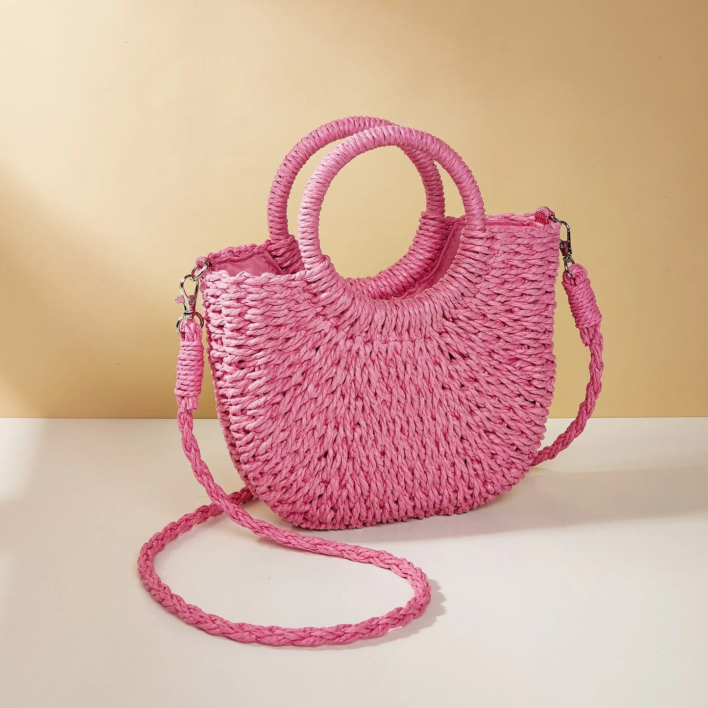 CALA | Stijlvolle Gevlochten Ronde Zomer Tas Voor Dames - Perfect Voor Vakantie & Strand