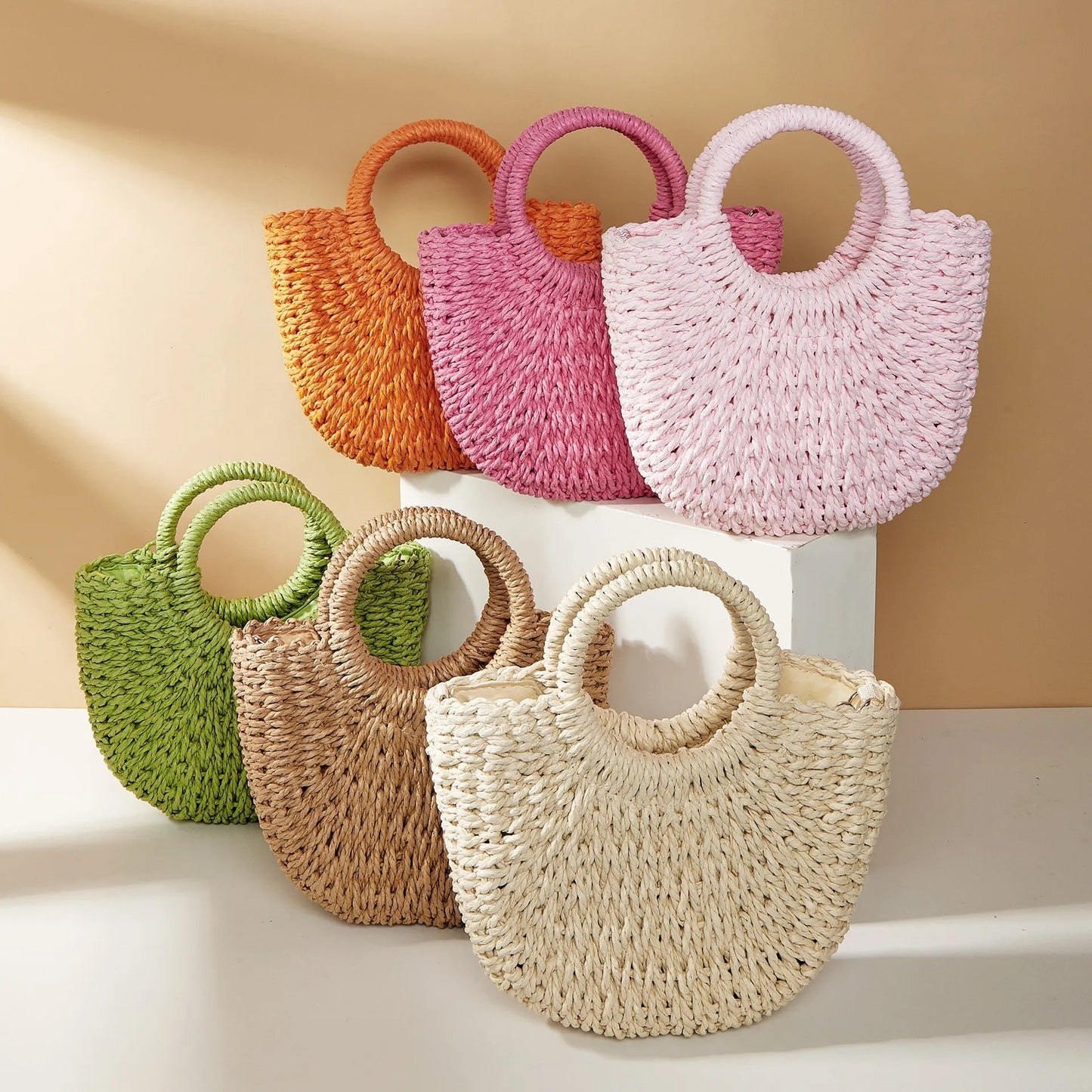 CALA | Stijlvolle Gevlochten Ronde Zomer Tas Voor Dames - Perfect Voor Vakantie & Strand