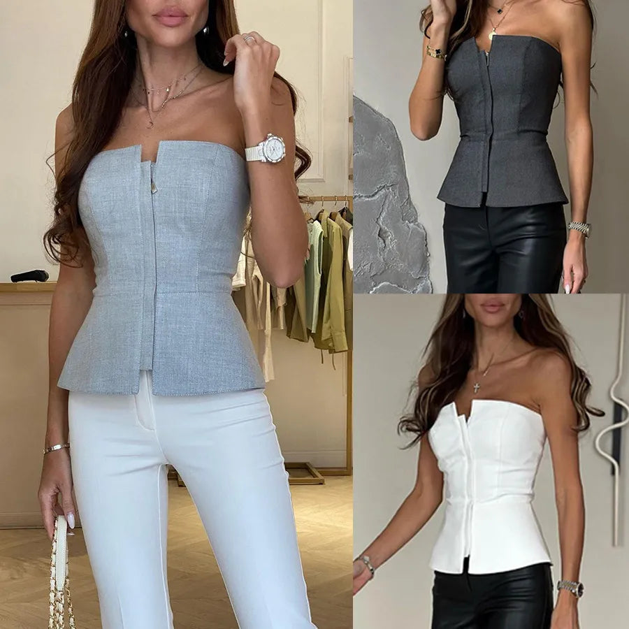 ISABEL | Luxe Dames Top Strapless Getailleerd Met Rits | Elegant En Perfect voor Stijlvolle Gelegenheden