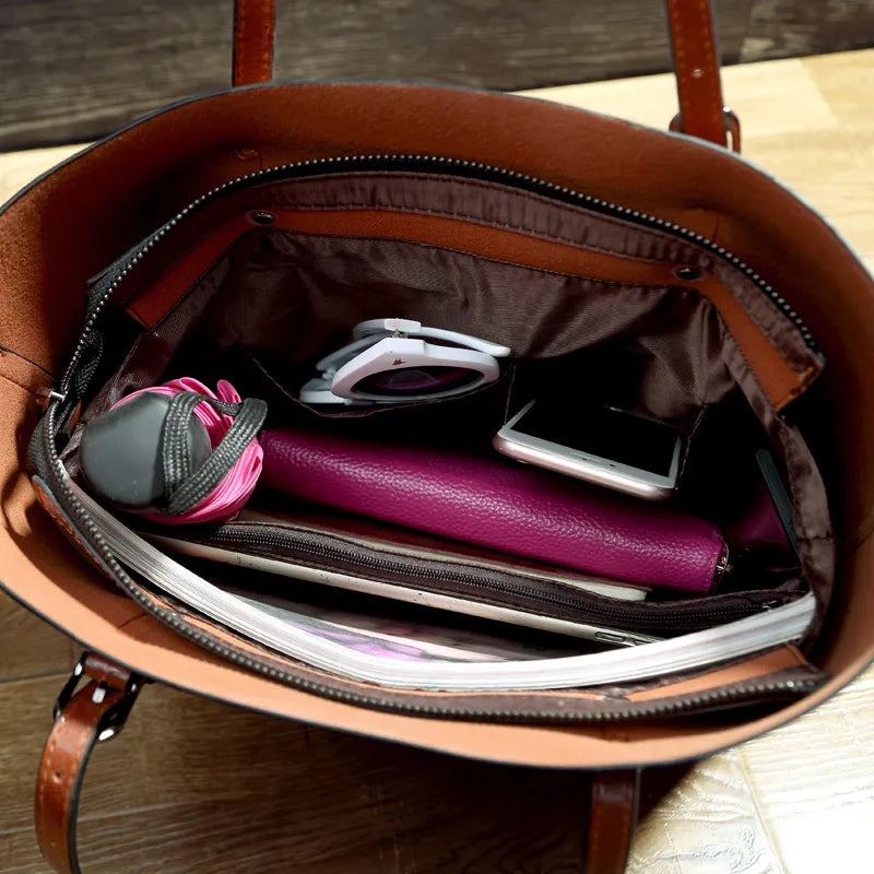 Grote Leren Dames Handtas – Ruim, Functioneel & Handig in te Delen