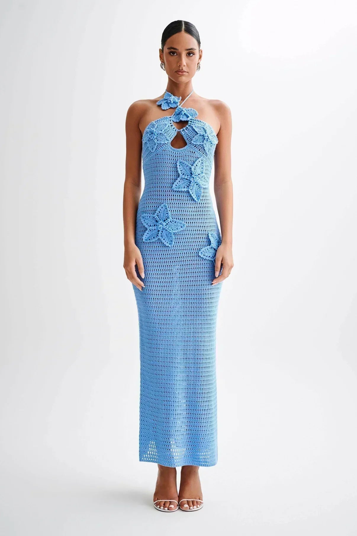 PARIS | Gehaakte Maxi Zomerjurk Met 3D Gehaakte Bloemen - Stijlvol & Perfect Voor Vakantie