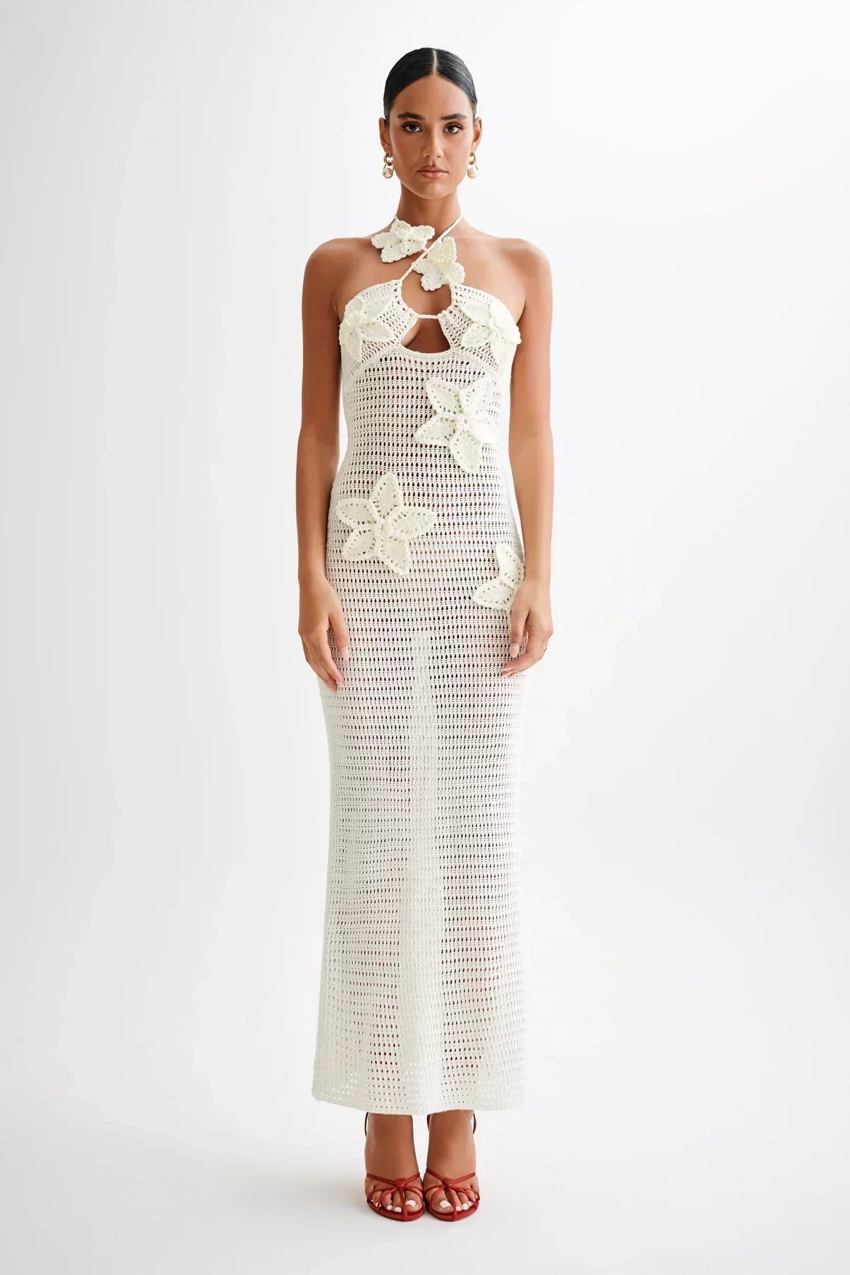 PARIS | Gehaakte Maxi Zomerjurk Met 3D Gehaakte Bloemen - Stijlvol & Perfect Voor Vakantie