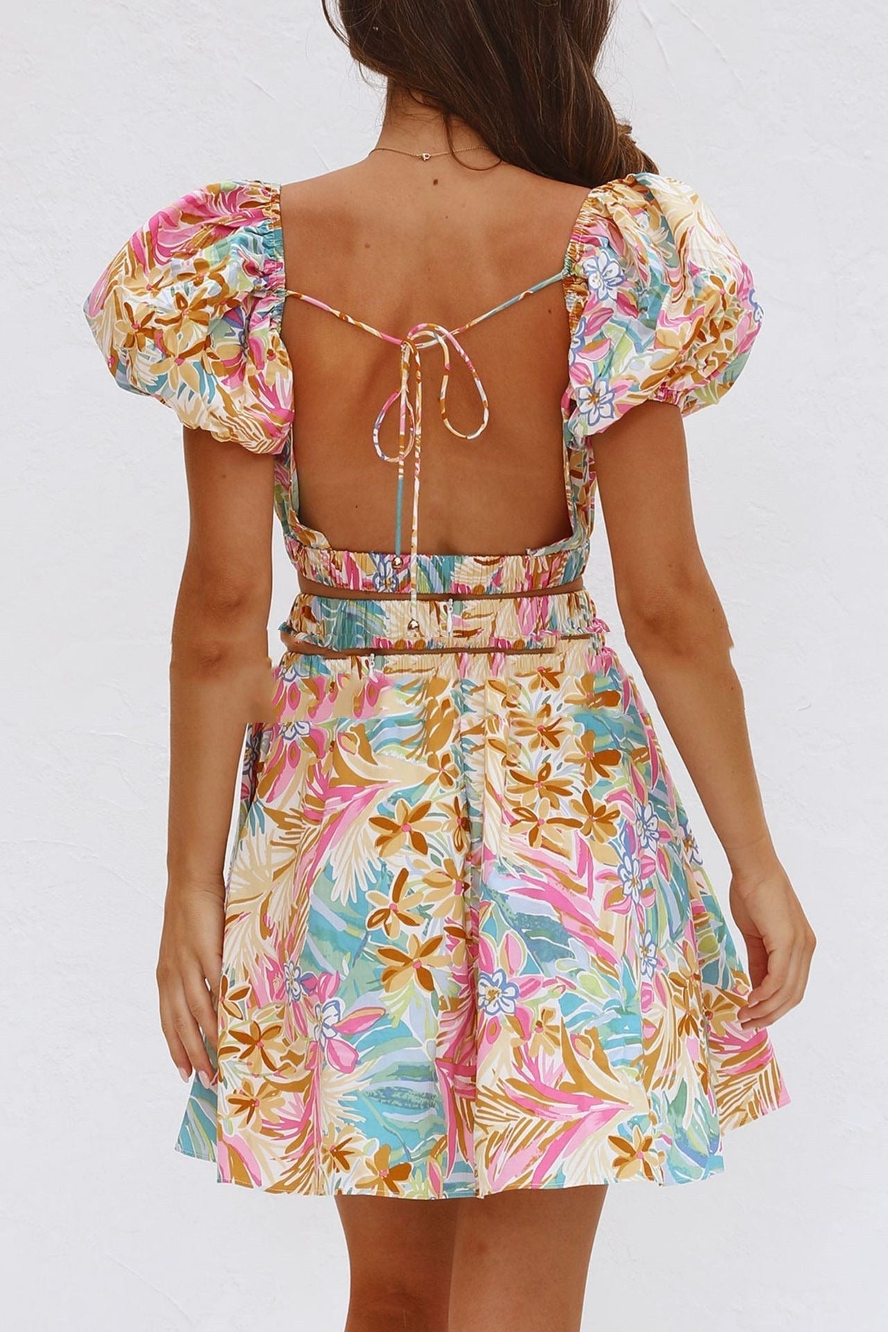 YOUS | Zomerse Dames Jurk Met Tropische Print & Pof Mouwen - Stijlvol, Charmant & Comfortabel