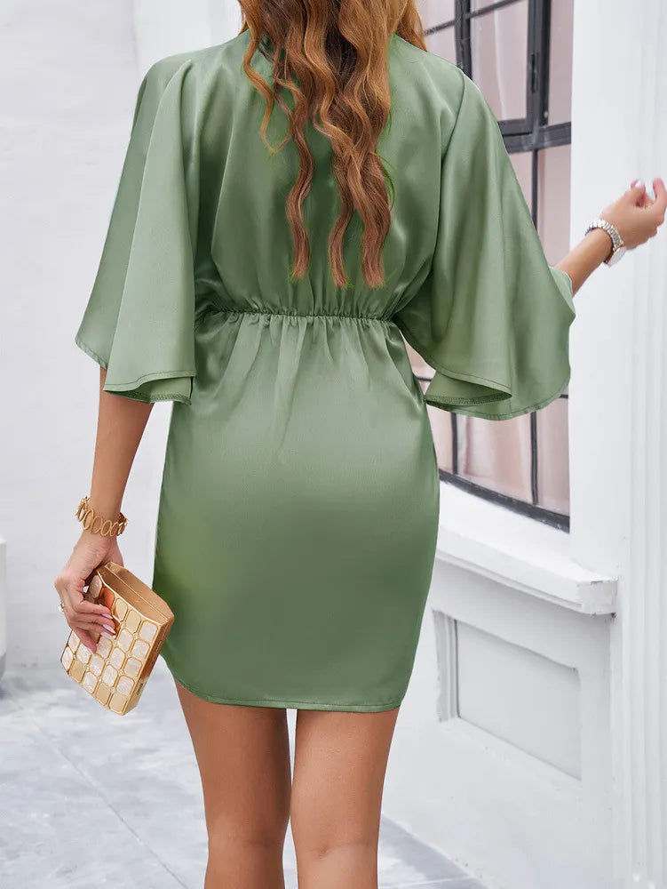 RAELYN | Glanzende Bodycon Jurk Met Drapedetail – Stijlvol, Verfijnd & Perfect Voor Avondgelegenheden