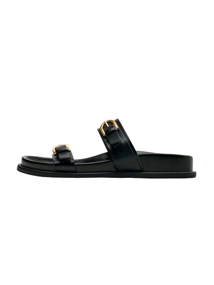 MIKA | Leren Dames Sandalen met Dubbele Gesp - Luxe & Elegant