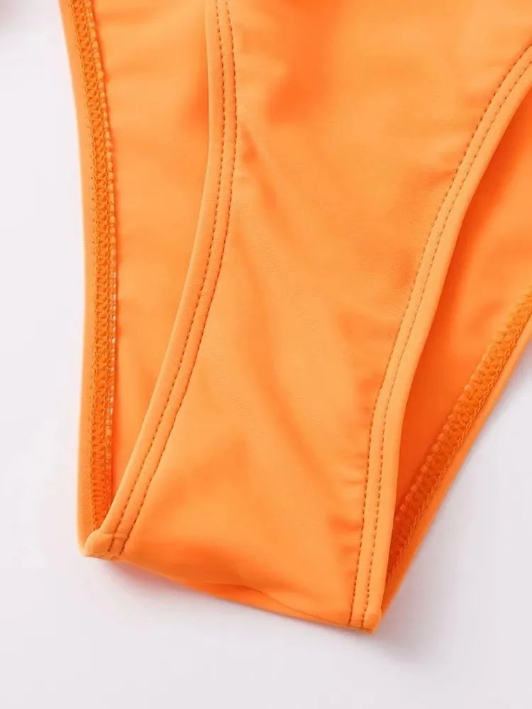 PALOMA | Elegante Triangelbikini met Striksluitingen in Zomerse Oranje Tint
