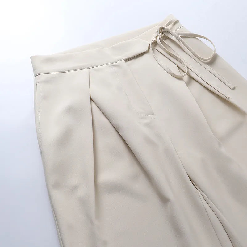 AIDA | High-Waist Dames Pantalon Met Striksluiting – Licht, Losvallend & Ideaal Voor elke Gelegenheid