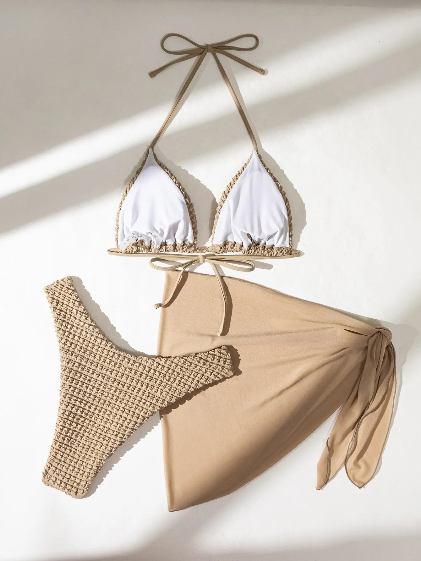 RISA | Elegante 3-Delige Bikini Set Met Wafelstructuur En Cover-Up – Stijlvol, Flatterend & Klaar Voor Zomerse Dagen