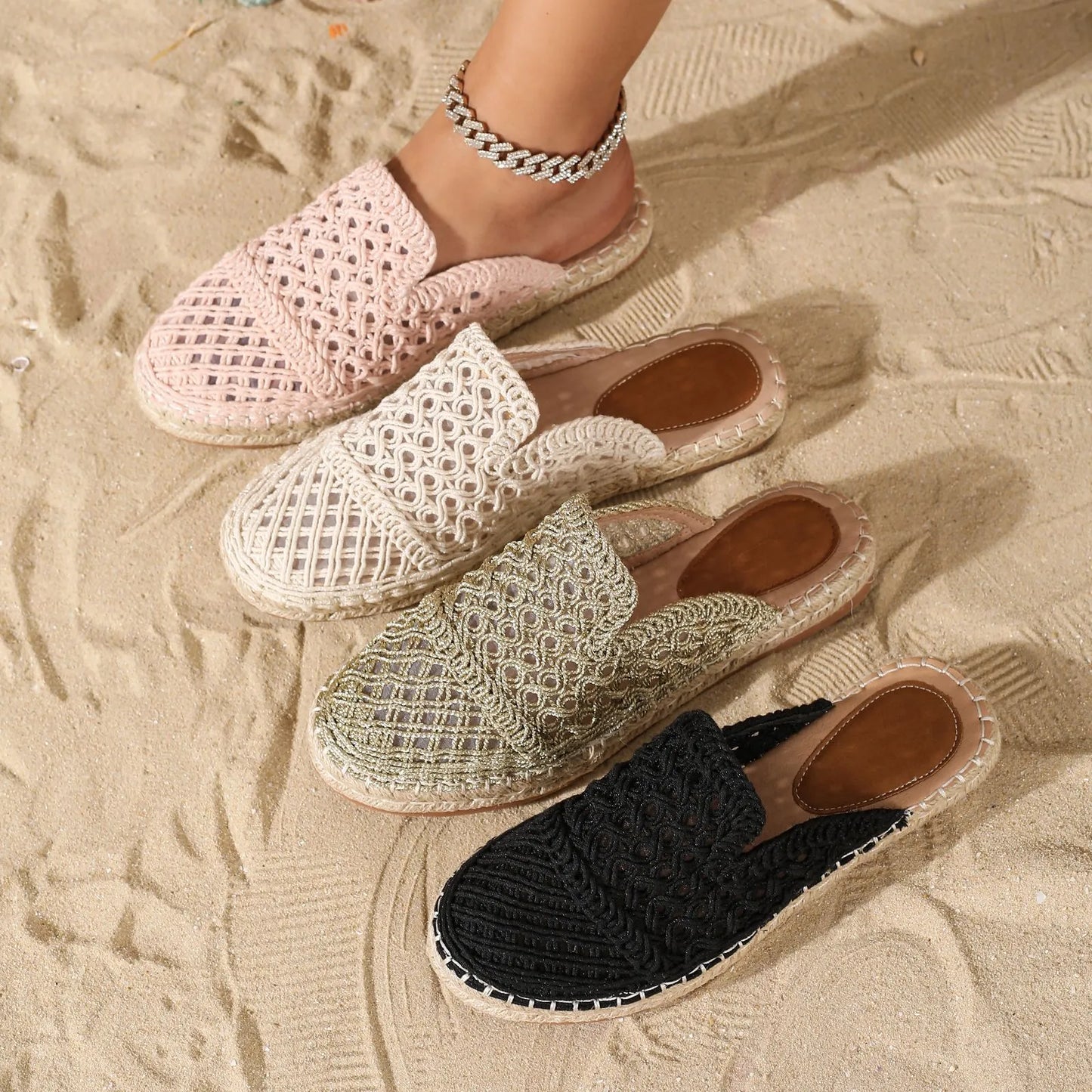 LAILA | Gehaakte Dames Instapslippers Met Espadrillezool – Vrouwelijk, Luchtig & Ideaal Voor Zomercomfort