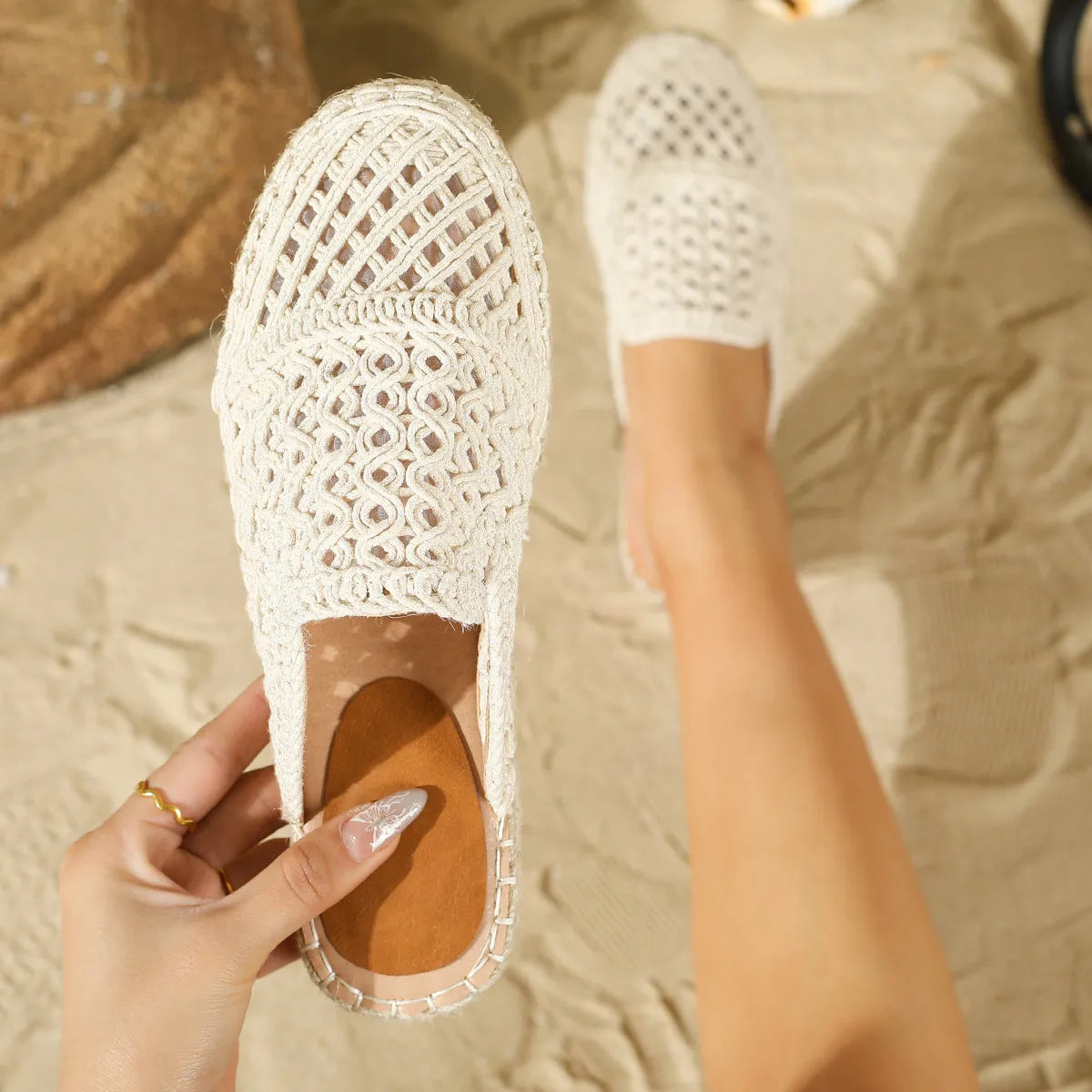 LAILA | Gehaakte Dames Instapslippers Met Espadrillezool – Vrouwelijk, Luchtig & Ideaal Voor Zomercomfort