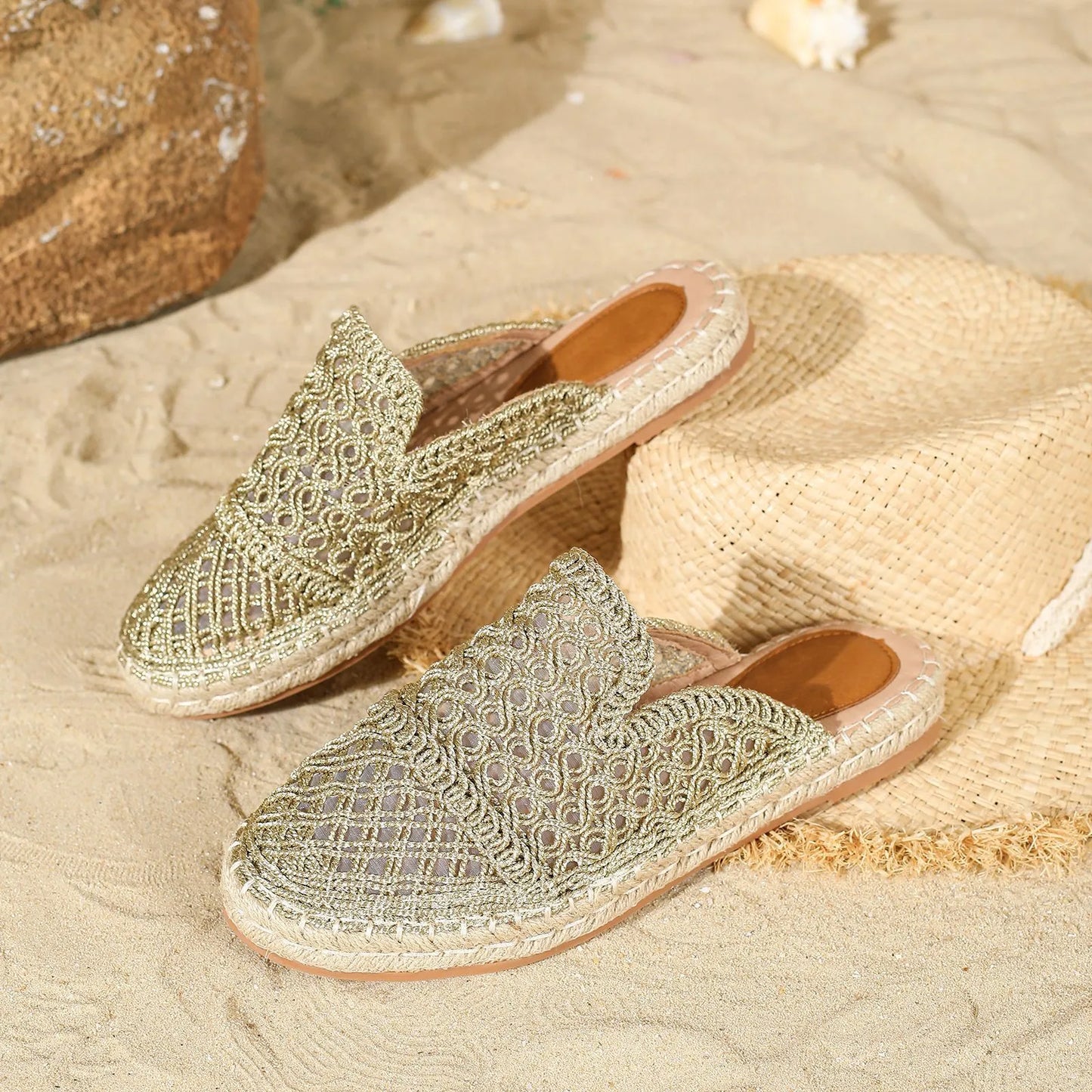 LAILA | Gehaakte Dames Instapslippers Met Espadrillezool – Vrouwelijk, Luchtig & Ideaal Voor Zomercomfort