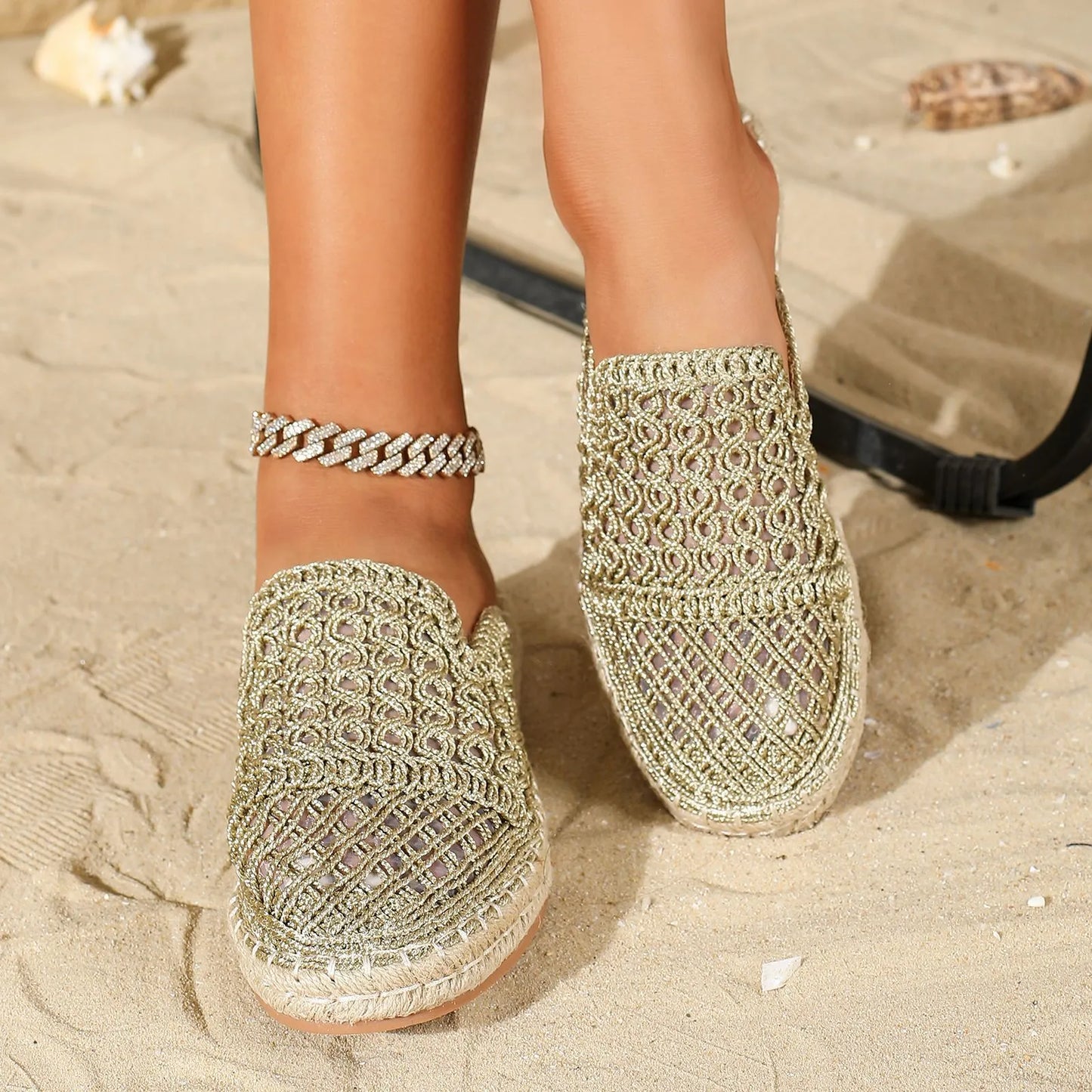 LAILA | Gehaakte Dames Instapslippers Met Espadrillezool – Vrouwelijk, Luchtig & Ideaal Voor Zomercomfort