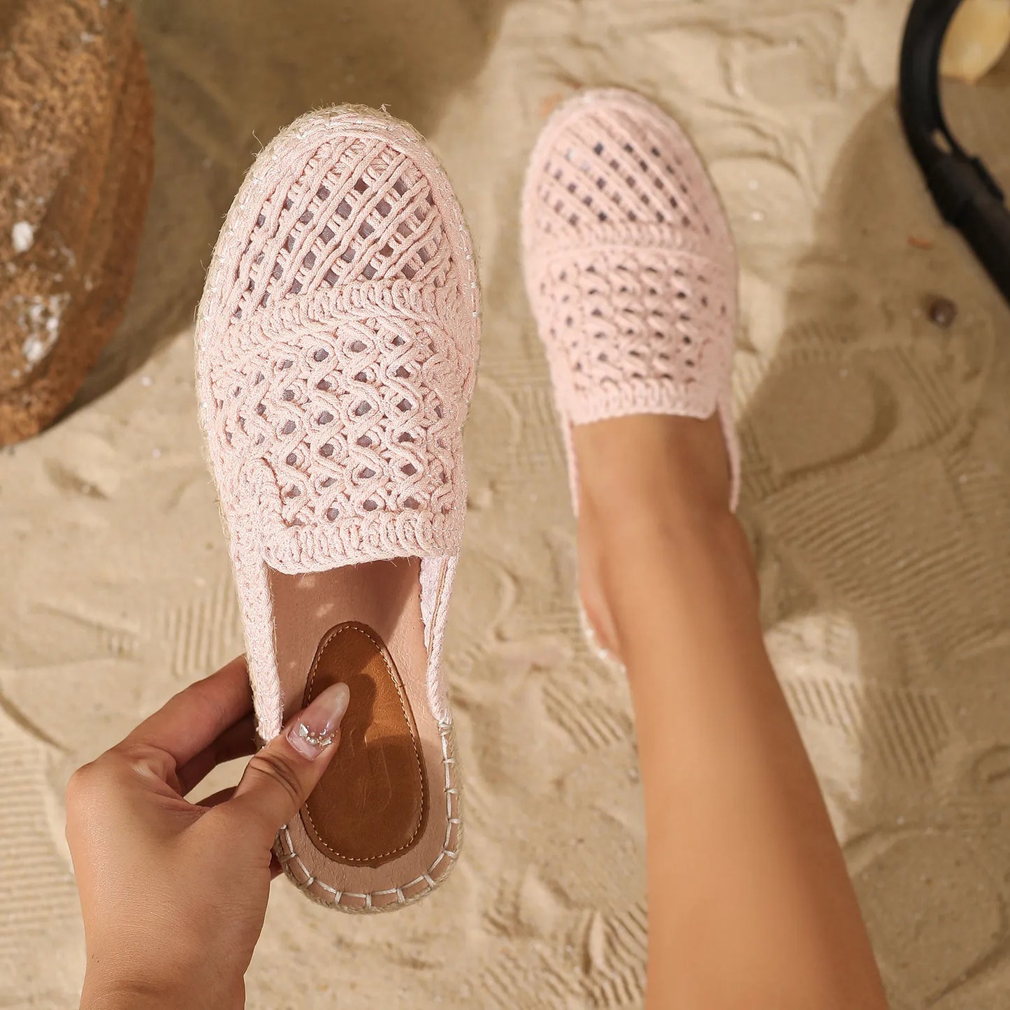 LAILA | Gehaakte Dames Instapslippers Met Espadrillezool – Vrouwelijk, Luchtig & Ideaal Voor Zomercomfort
