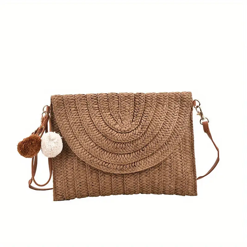 LANA | Gevlochten Stro Clutch Voor Dames Met Crossbody Strap - Zomers & Perfect voor Vakantie