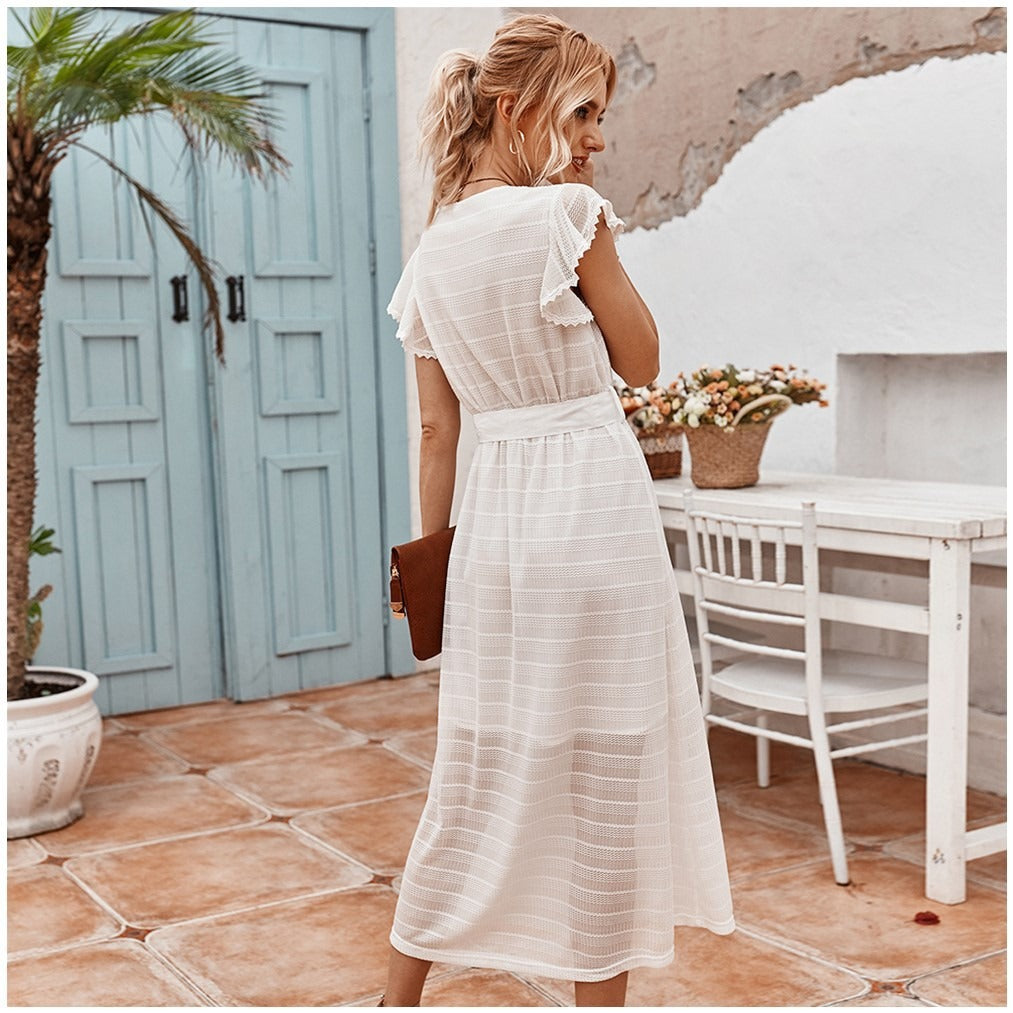 ADRIANA | Zomerse Midi Jurk Voor Dames Met Taille Band - Elegant, Luchtig & Uniek