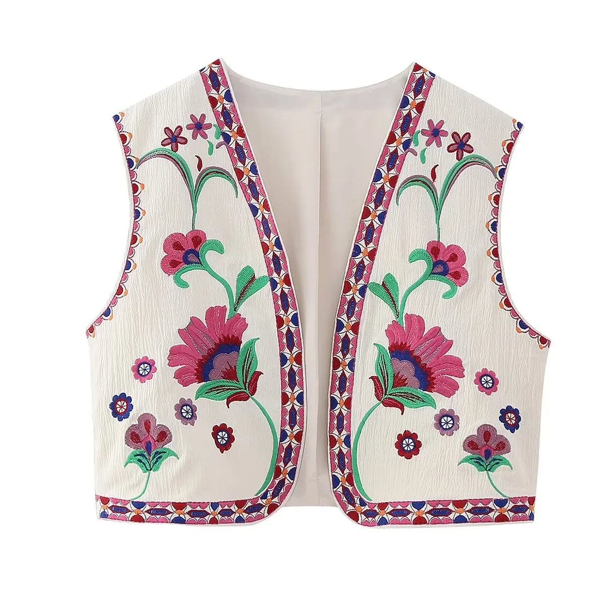 JINA | Zomerse Gilet Met Geborduurd Design - Modieus & Casual