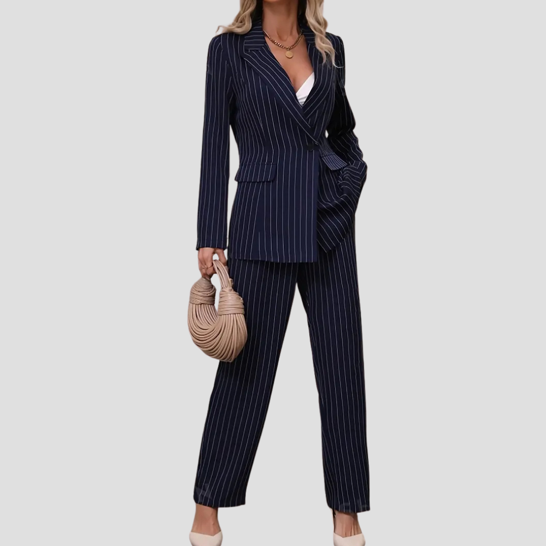 Dames Gestreept Pak Set – Stijl, Klasse En Zelfvertrouwen In Één Outfit