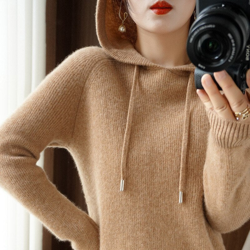 MILA | Gebreide Dames Hoodie met Lange Mouwen – Gebreid & Tijdloos Comfort Voor Elke Dag