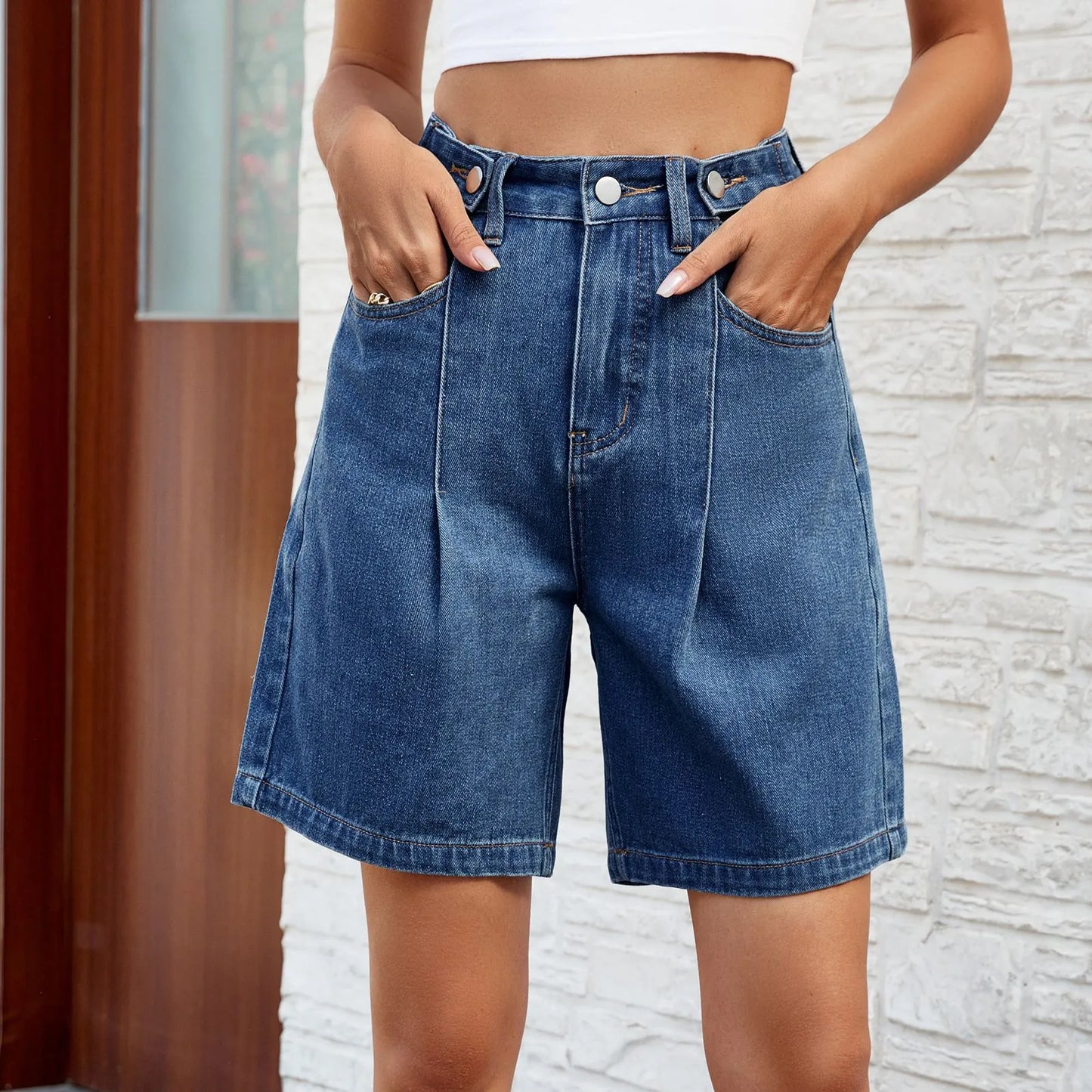 KENDRA | Dames Denim Oversized Short met Vintage Straight Fit – Casual, Comfortabel & Stijlvol