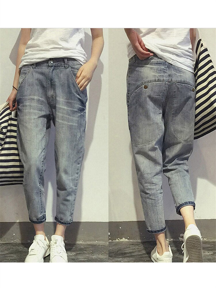FENNA | Dames Jeans Met Relaxed Fit – Mid Waist, Cropped Lengte & Opgerolde Zoom
