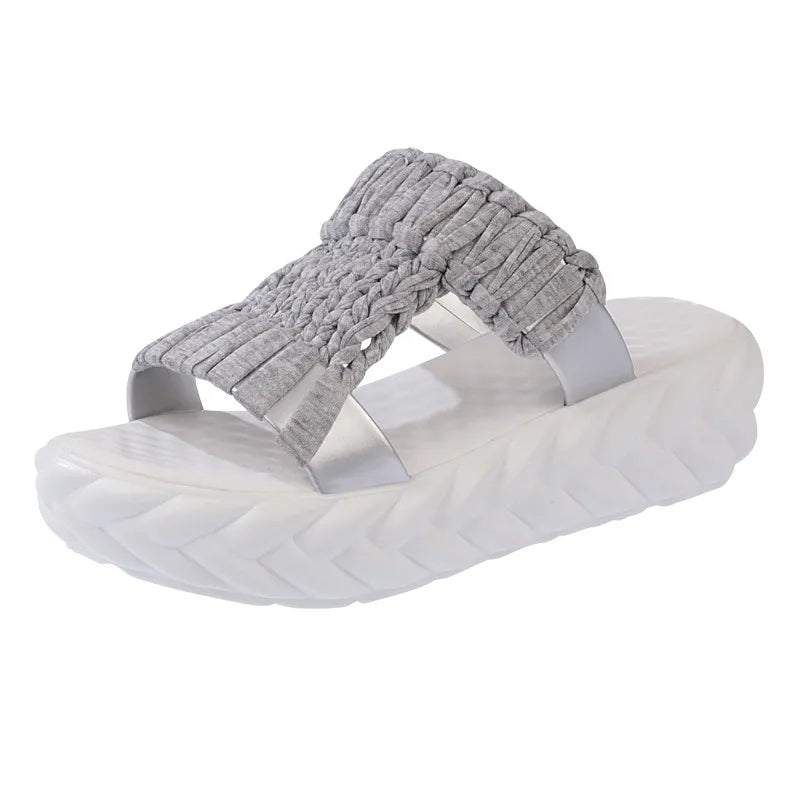 YARA | Geweven Orthopedische Plateau Sandalen Voor Dames Met Gevlochten Motief – Comfortabel, Modieus, Verhogend