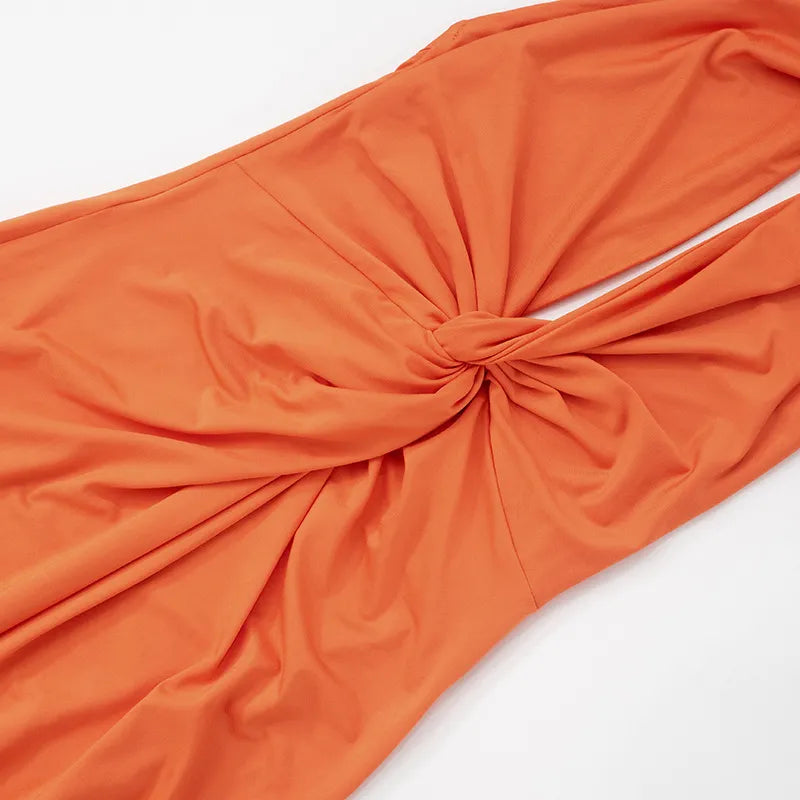GIULIA | Lange Damesjurk Met Halternek, Ruches En Voorsplit – Elegant, Vrouwelijk, Sensueel