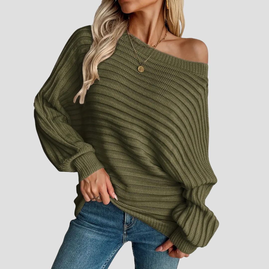 Warme Off-Shoulder Trui Dames – Ontspannen Elegant & Tijdloos Comfort