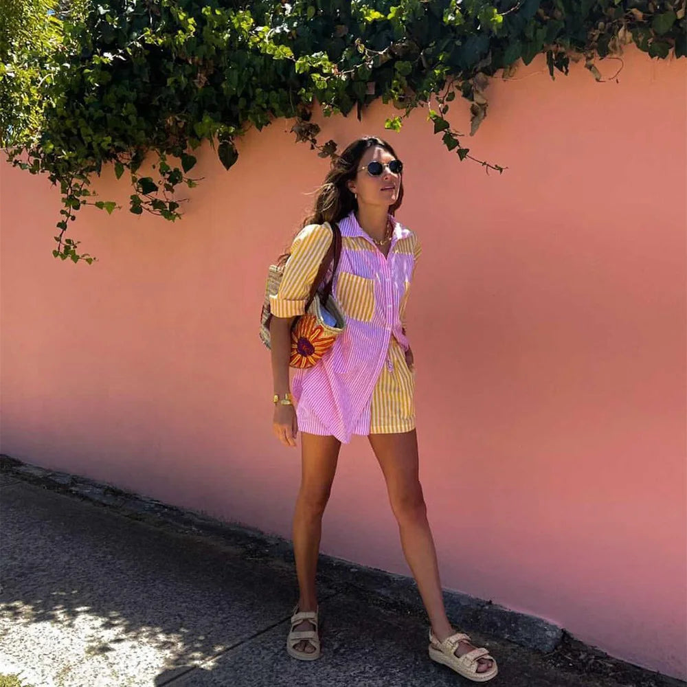 MILLE | Gestreepte Zomerset Voor Dames - Blouse + Short - Elegant & Zomers