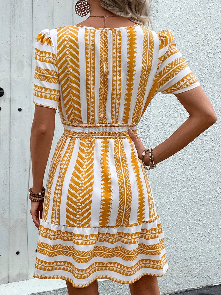NAYLA | Zomerse Jurk Voor Dames Met Boho Print - V-Hals & Perfect Voor Vakantie