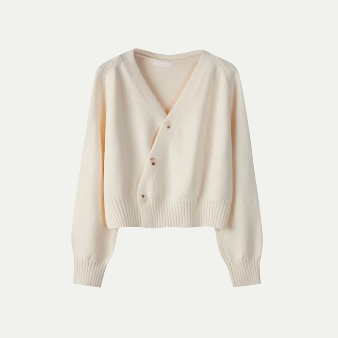 Dames Cardigan Van Premium Wol V-hals Met Schuine Knopen | Moderne Chic & Comfort