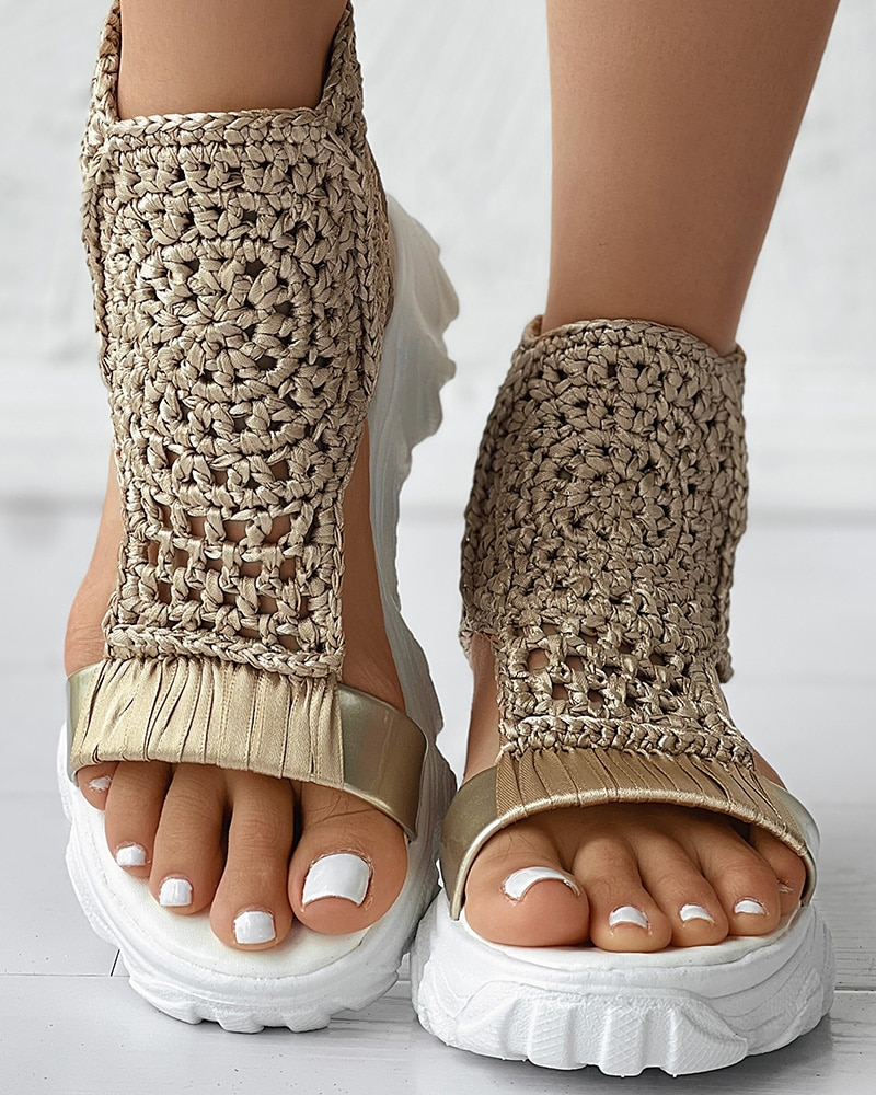 NAIRA | Gevlochten Dames Platform Sandalen - Stevig & Zomers