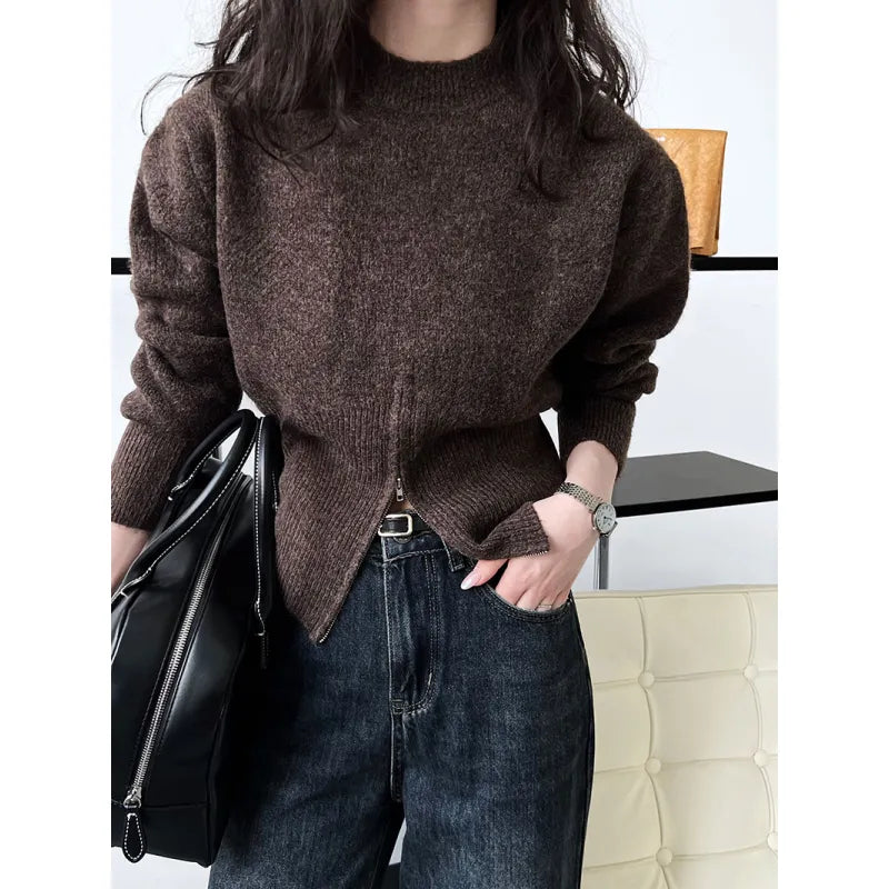 LAURA | Casual Trui Voor Dames Met Split Met Rits - Comfortabel & Verfijnd