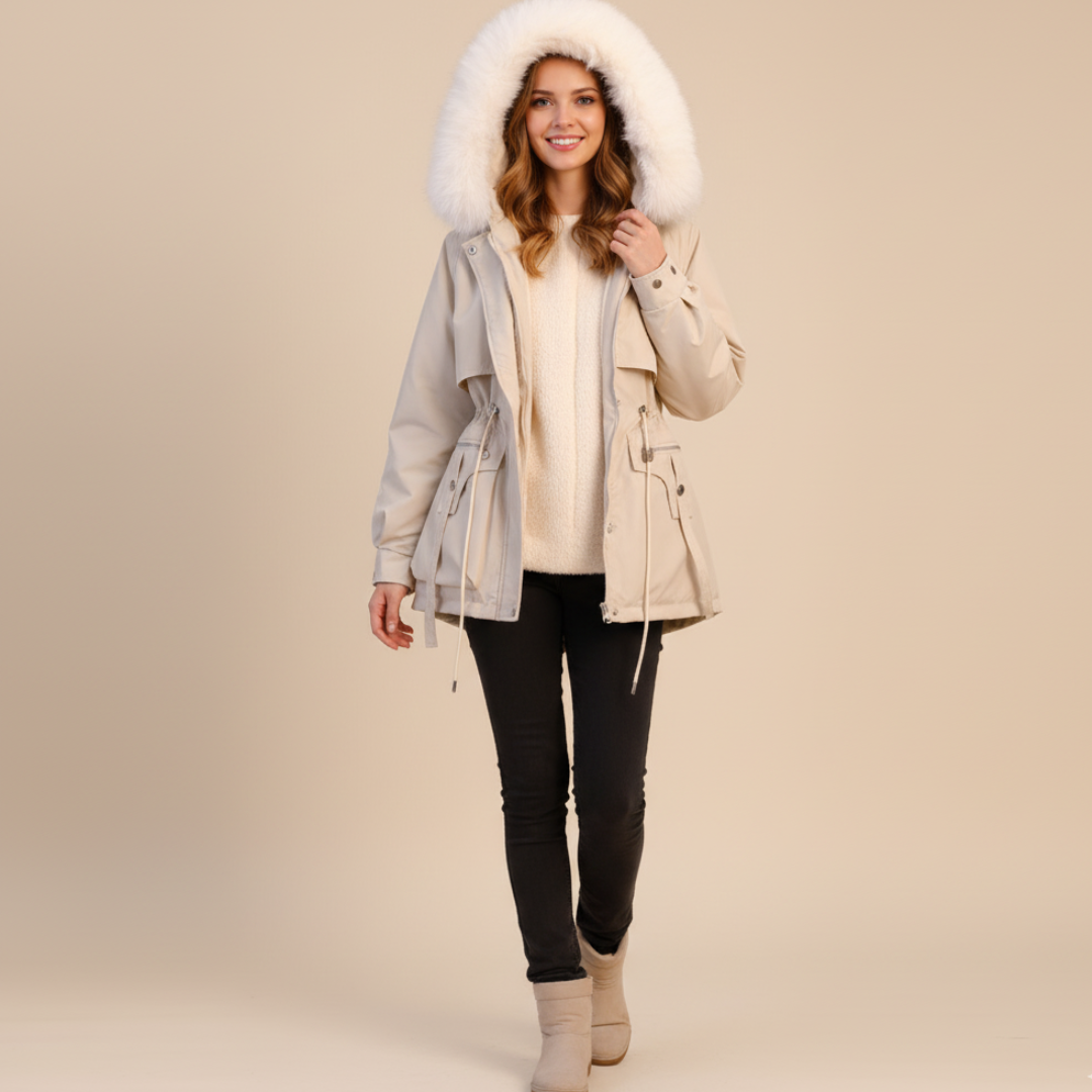 Luxe Dames Winterjas Met Capuchon En Ceintuur | Ultieme Warmte, Bescherming & Chic Silhouet