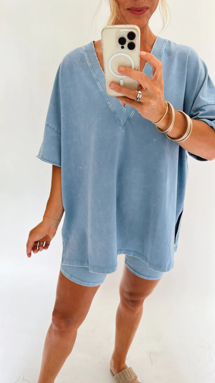 TOVA | Tweedelige Dames Comfort Set - Oversized Shirt Met Sportief Broekje