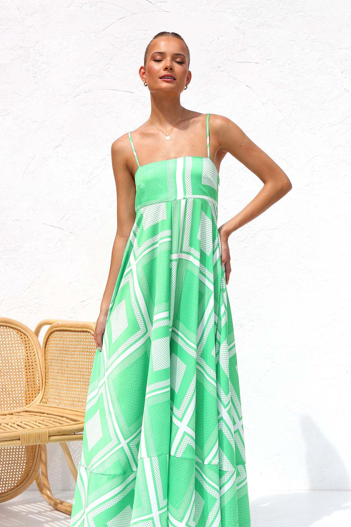 CHANTAL | Zomerse Maxi Jurk Voor Dames Met Grafische Print - Ibiza Style & Comfortabel