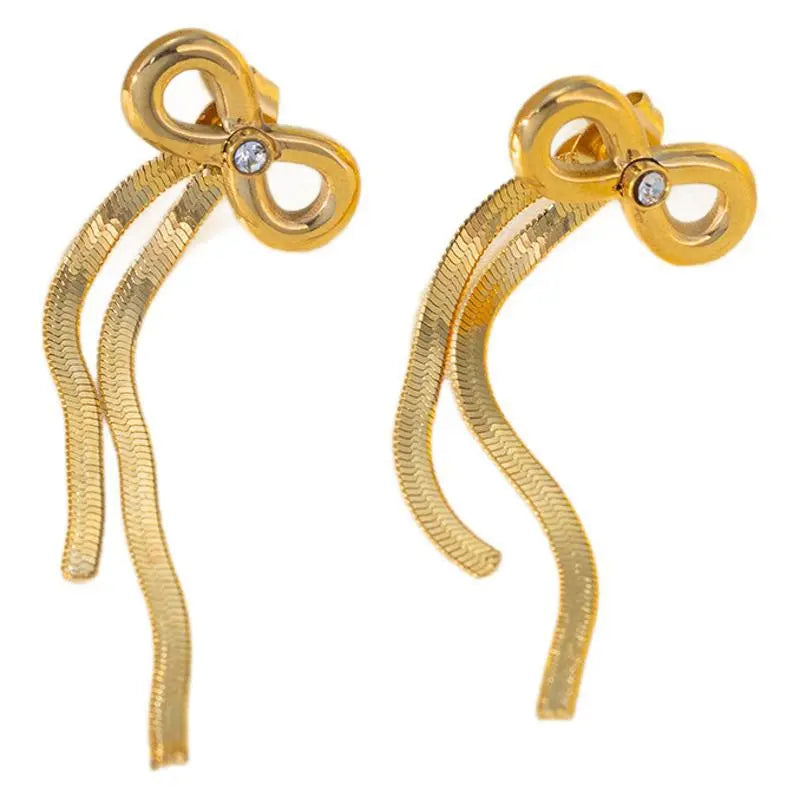FAYLINN | Goudkleurige Dames Ketting En Oorbellen Set Met Strik Design– Tijdloos, Elegant & Vrouwelijk