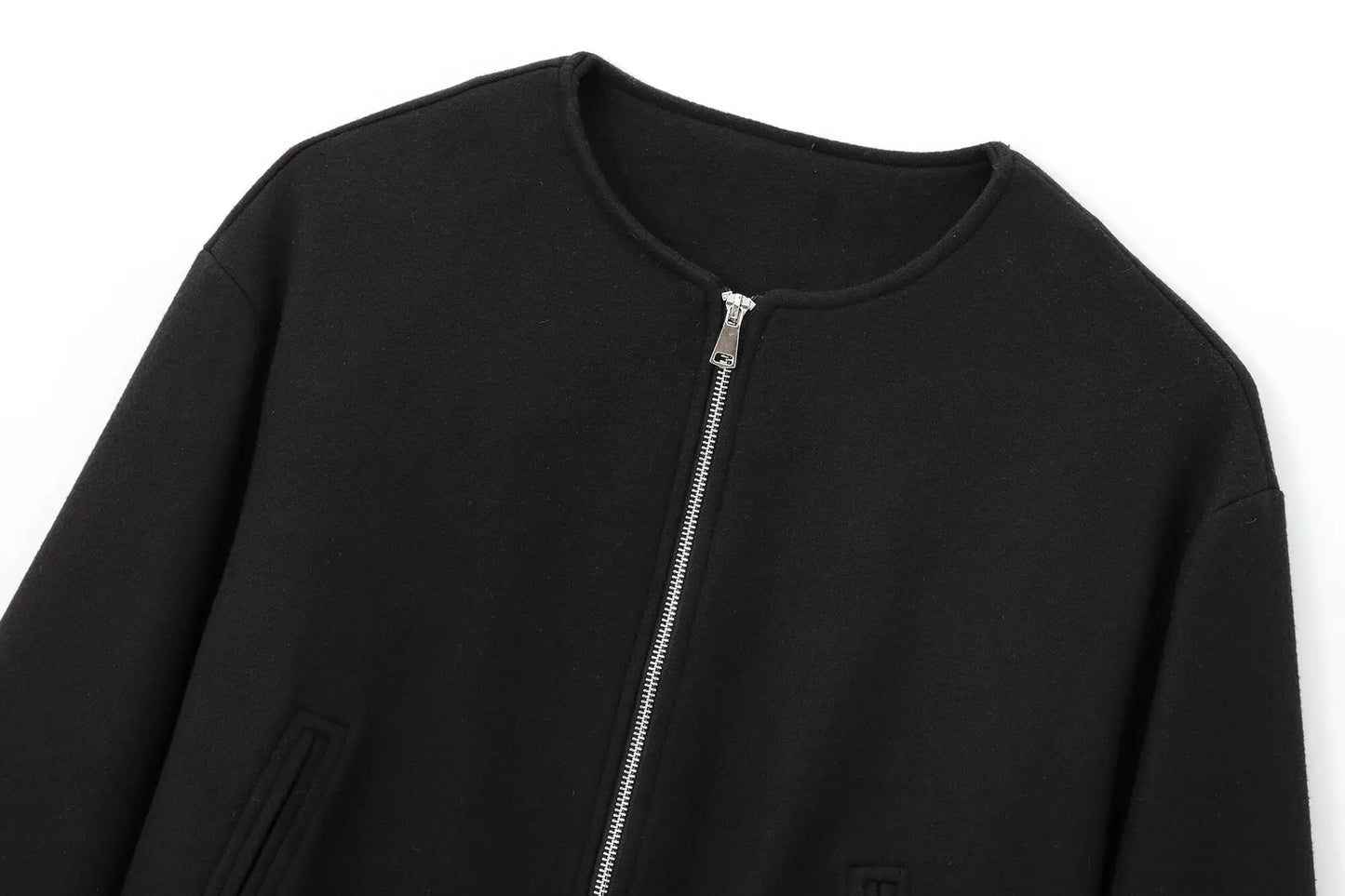 ISALIE | Cropped Wollen Dames Tussenjas Met Ronde Hals – Modern, Speels & Perfect Voor Tussen Seizoenen