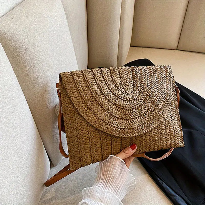 LANA | Gevlochten Stro Clutch Voor Dames Met Crossbody Strap - Zomers & Perfect voor Vakantie