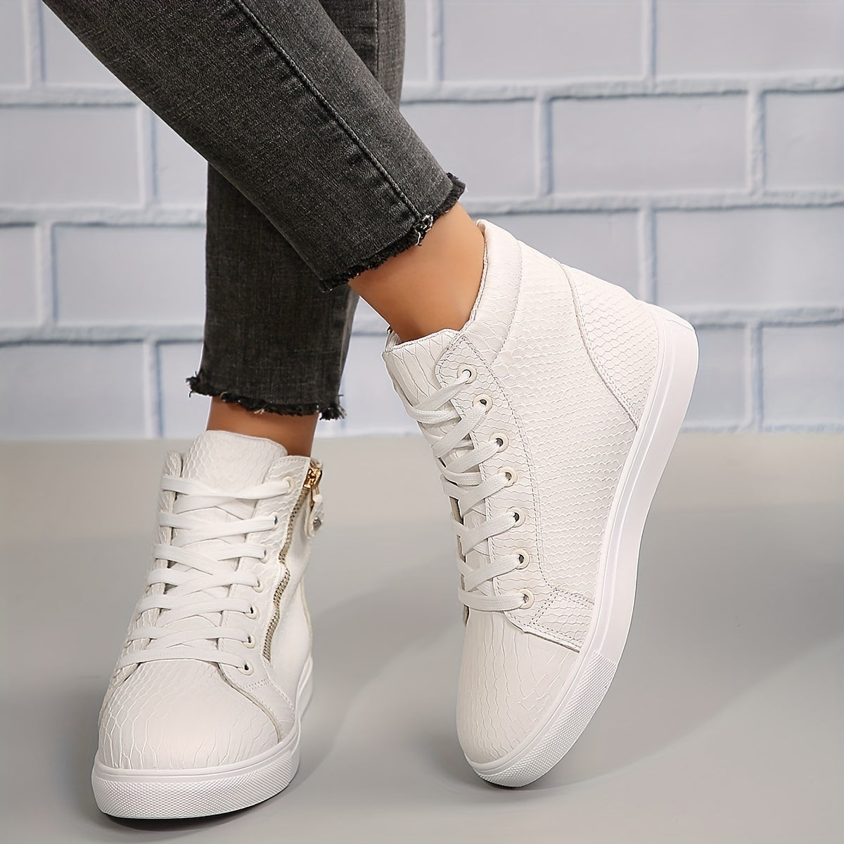 NOMI | Casual Hoge Sneakers Voor Dames Met Rits - Stevig & Modieus