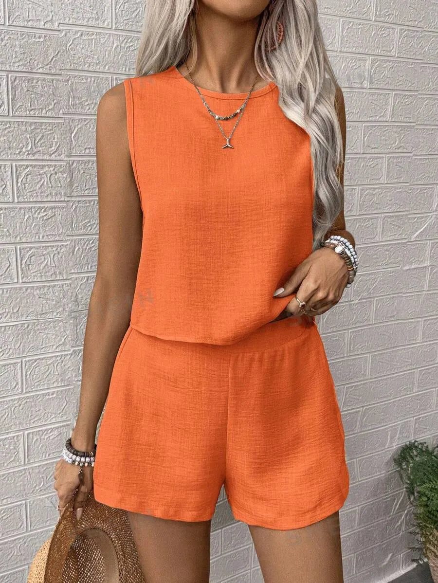 KATE | Luchtige Dames Set van Top & Shorts – Relaxed Fit & Cropped Comfort Voor Zomerse Dagen