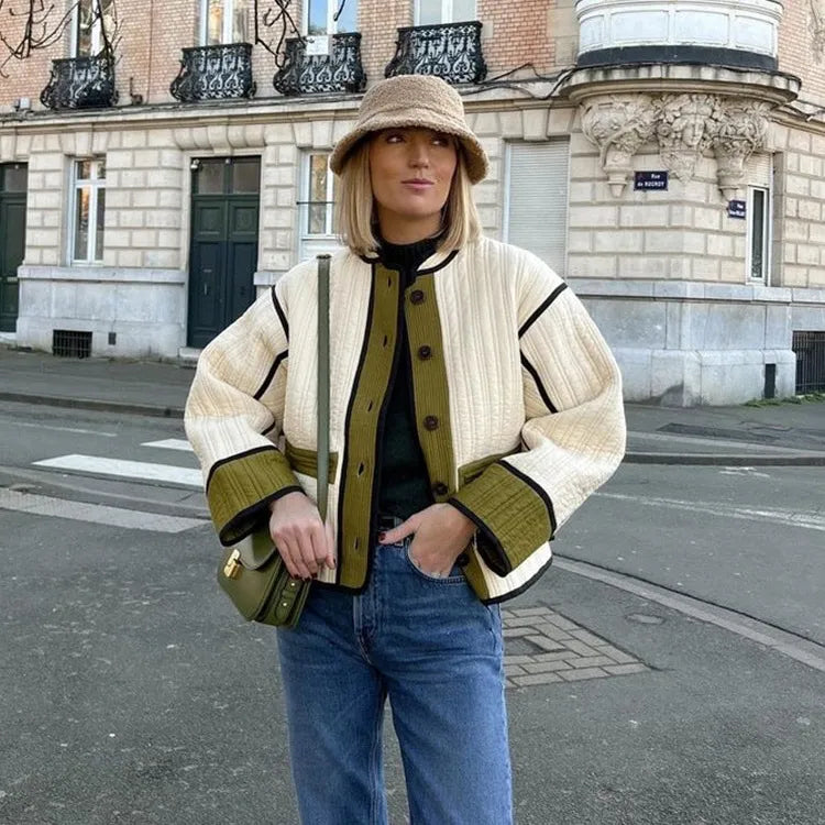 MICHON | Oversized Gewatteerde Jas Voor Dames Met Franse Style - Comfortabel & Modieus