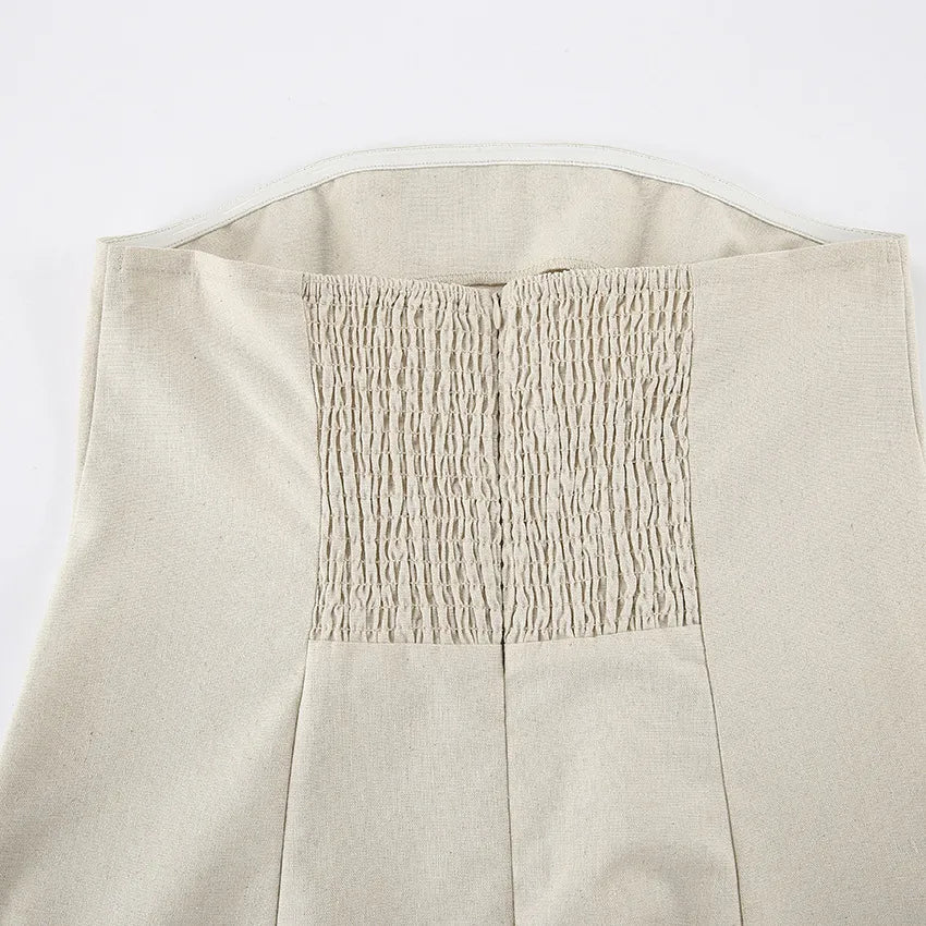 ELODIE | Lange Strapless Jurk Van Linnen-Katoen – Luchtig, Natuurlijk, Elegant