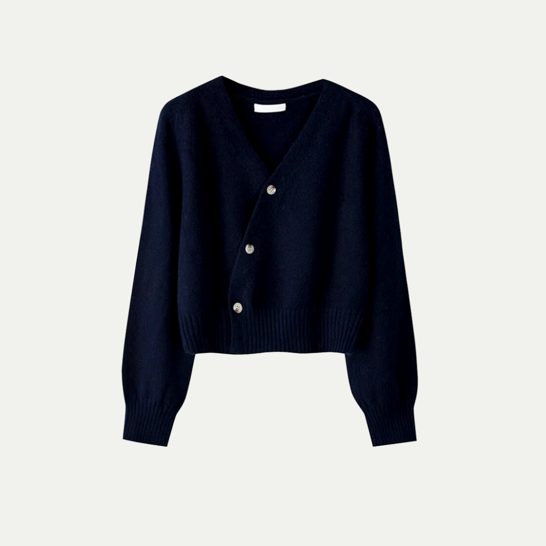 Dames Cardigan Van Premium Wol V-hals Met Schuine Knopen | Moderne Chic & Comfort