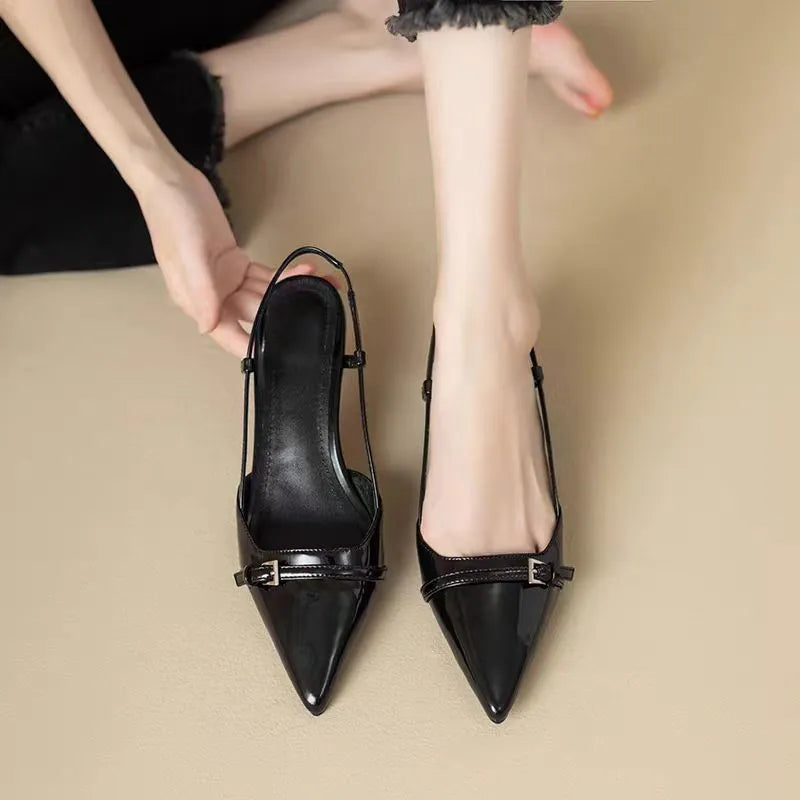 HAZEL | Klassieke Puntige Slingback Hakken Met Glans Lak - Elegant, Chic & Comfortabel
