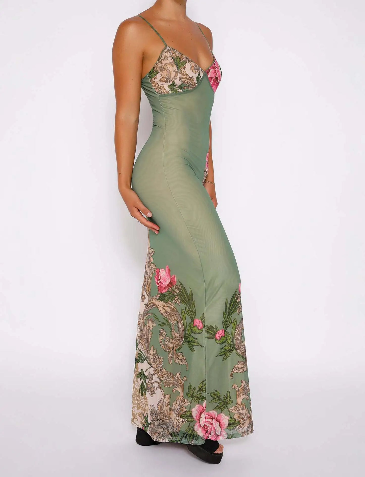 LAURINA | Elegante Maxi Jurk Voor Dames Met Bloemen Print - Verfijnd, Zacht & Stijlvol